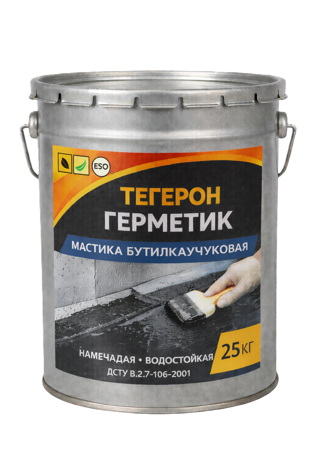Тегерон Герметик ЭКОБИТ ведро 25,0 кг мастика бутилкаучуковая ДСТУ Б В.2.7-108-2001  ( ГОСТ 30693-2000)